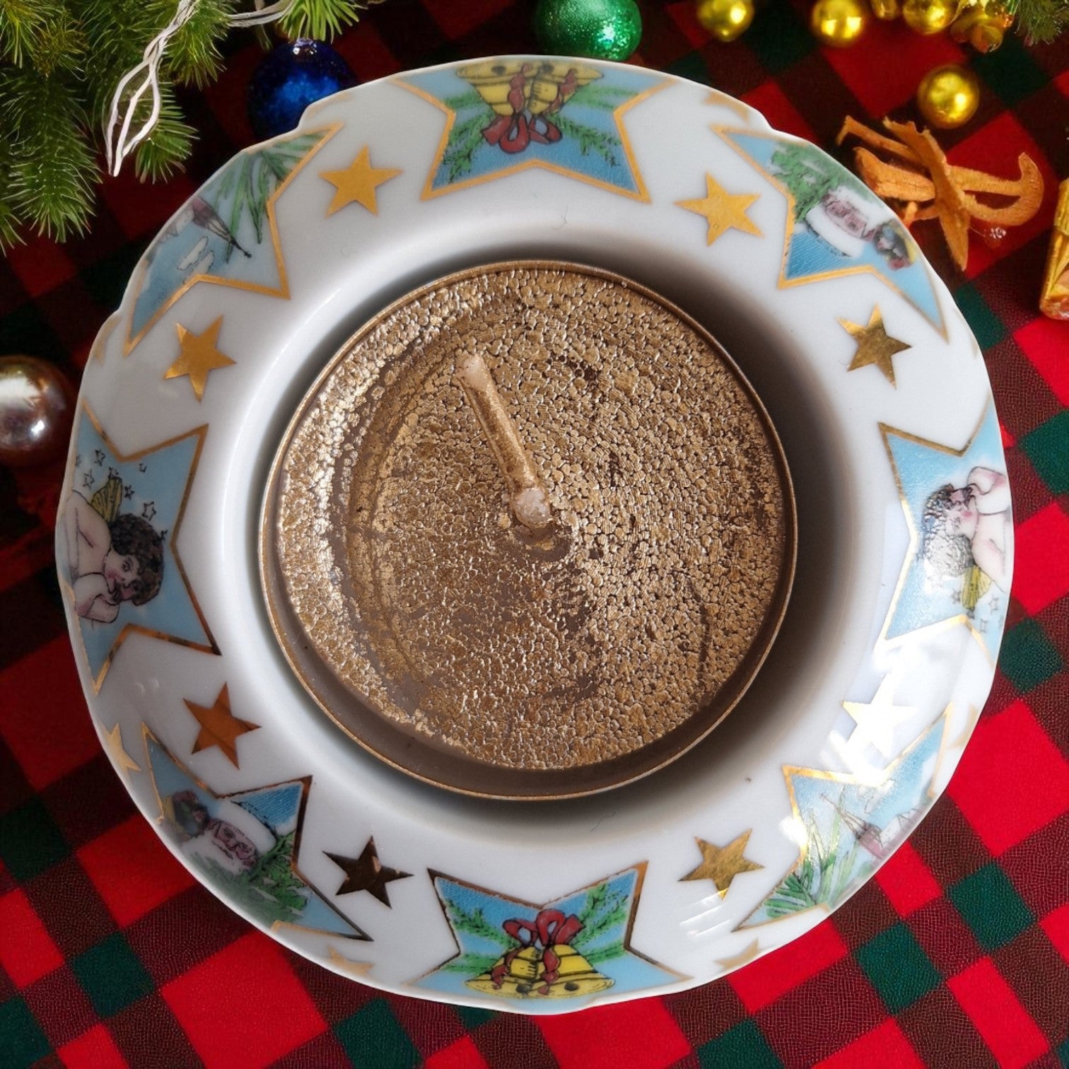 Weihnachtskerzenhalter Arzberg Sternerthaler | Gold Teelichthalter | Keramik