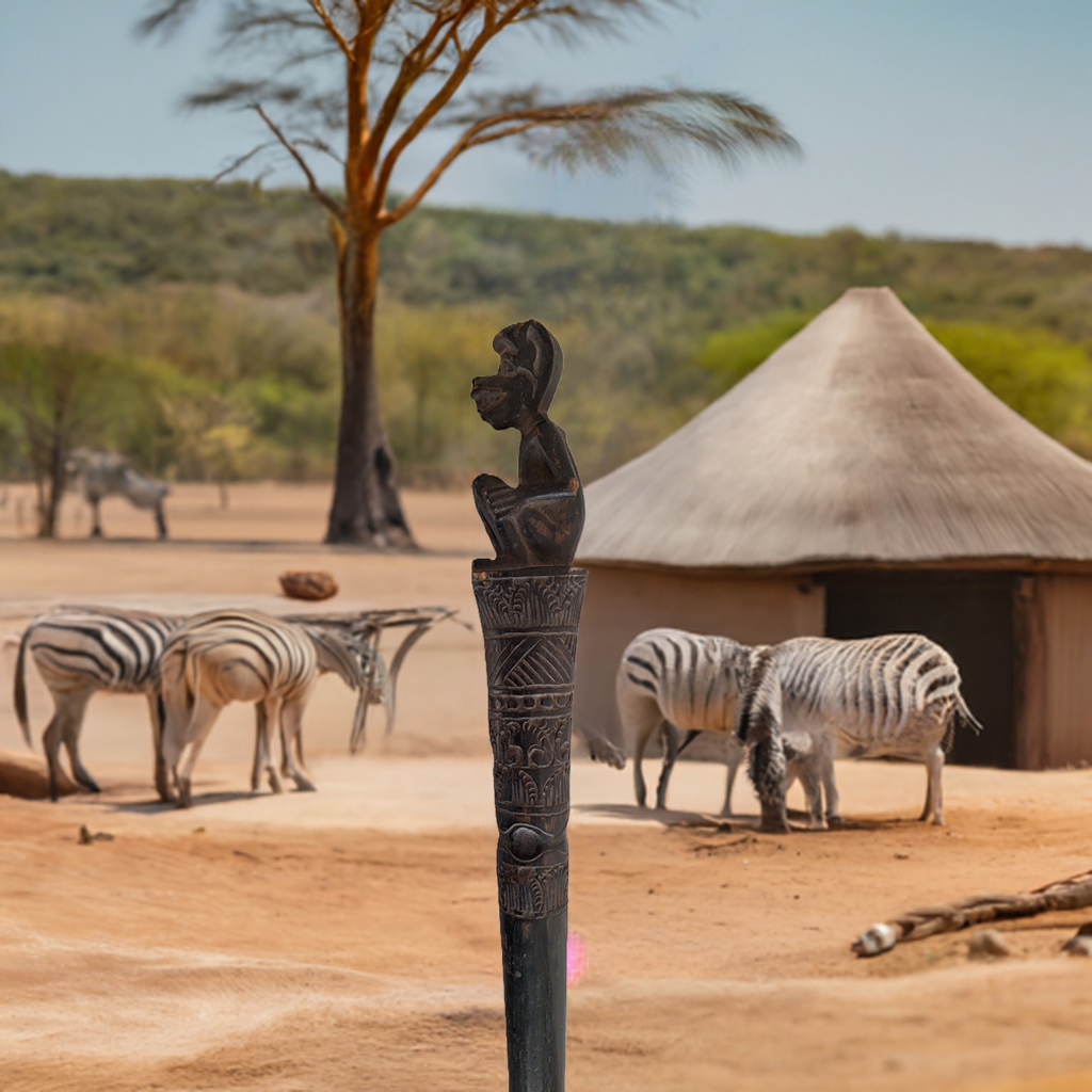 Afrikaanse ceremoniële staf – traditionele wandelstok met symboliek