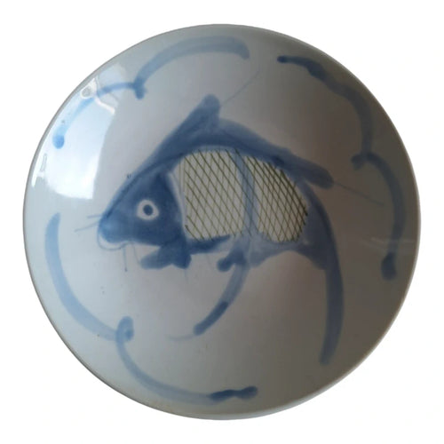 Antike Koi-Karpfen-Schale | Grünes Porzellan Ø 18,5 cm | Frühes 20. Jahrhundert