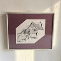 Inkttekening Ingelijst - Vakwerkboerderij Architectuur Zwart-Wit