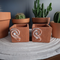 Terracotta Dishes with Handle | Set of 2 | Rustic Decoration or Cactus Pot