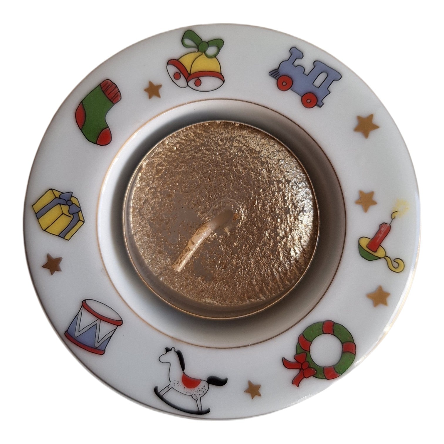 Weihnachts-Kerzenhalter | Spielzeug | Goldenes Teelicht | Originalverpackung
