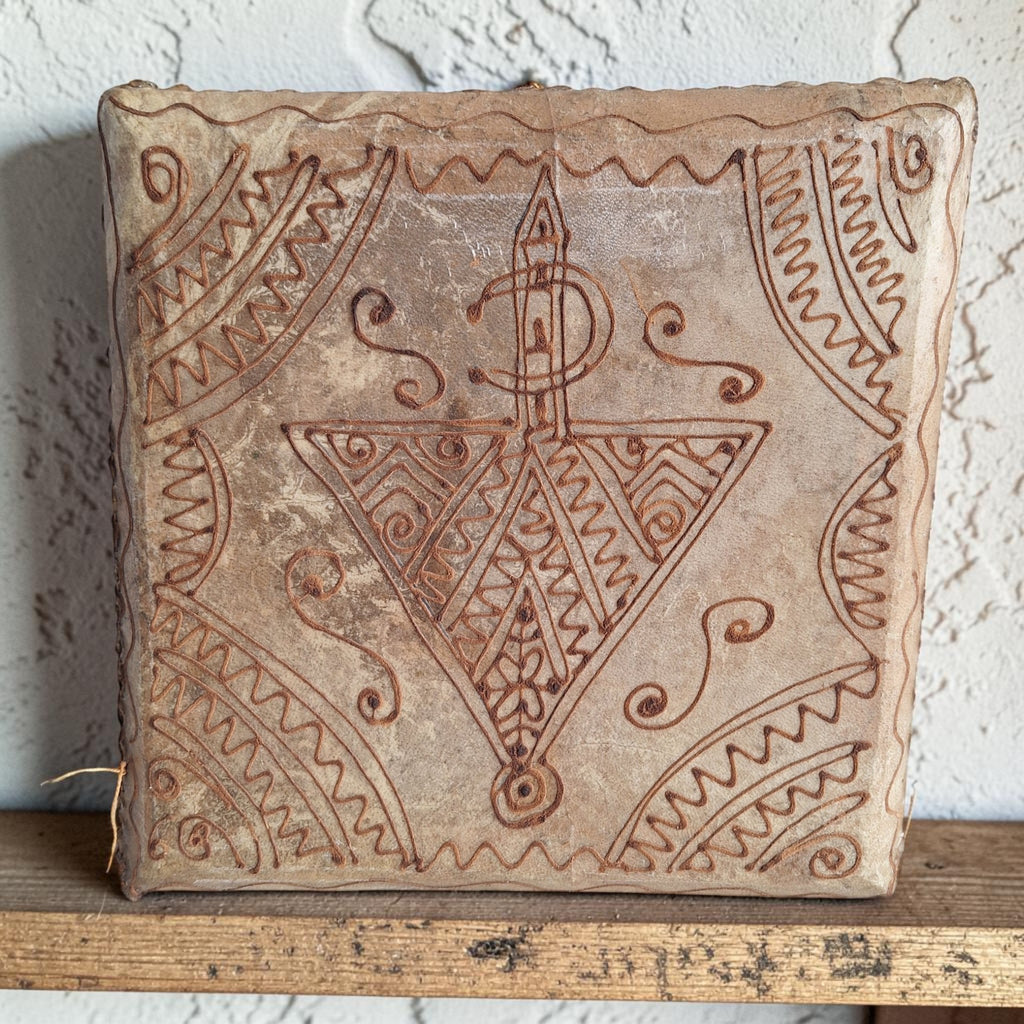 Moroccan Daff Drum with Henna and Berber Symbols