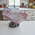 GW Cristal Italy | Rosa Kristallschale mit Silberfuß | H. 13 cm
