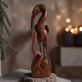 Reiher mit Jungtier – Balinesische handgeschnitzte Holzfigur (29,5 cm)