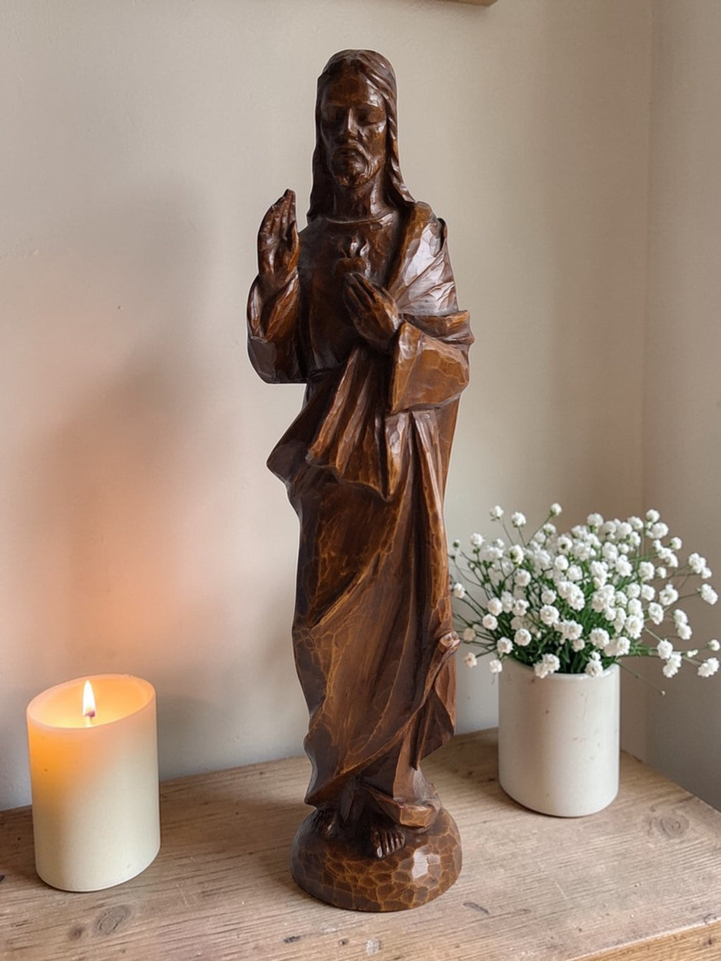 Herz-Jesu-Statue – Kunstharz, 60er-Jahre