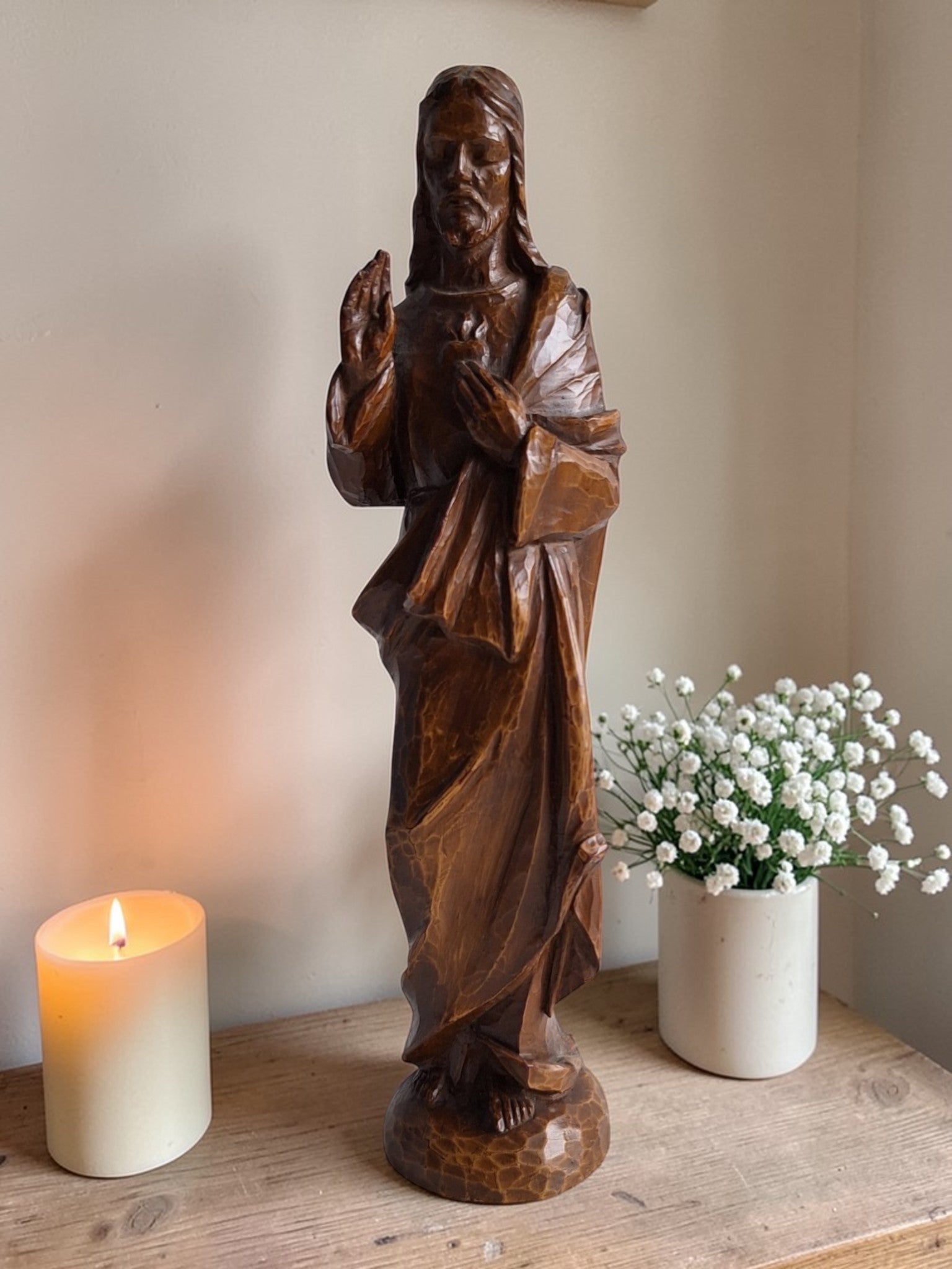 Herz-Jesu-Statue – Kunstharz, 60er-Jahre