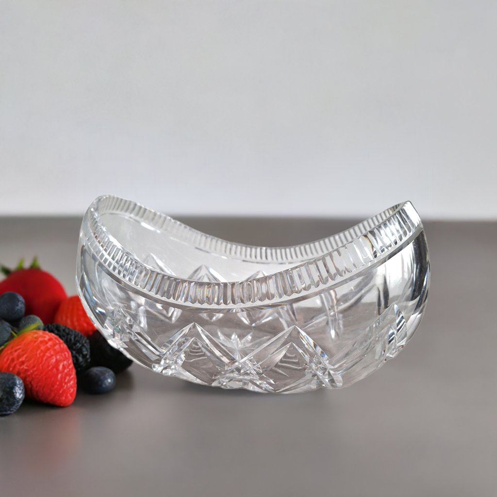 Bleikristall Bootsschale | Jardinière | L. 37 cm | 60er Jahre