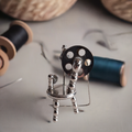 Versilbertes Miniatur-Spinnrad
