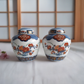 Set aus zwei Gold Imari Ingwertöpfen – Japanisches Porzellan, 15 cm