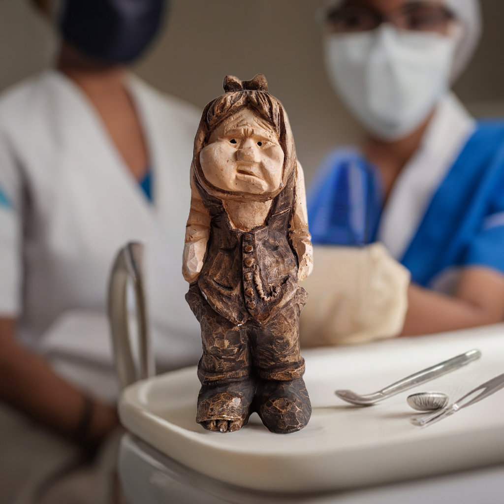 Gipsfigur Mann mit Zahnschmerzen – Ole Ove Ovesen, signiert OOO, Dänemark
