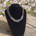 Necklace with small wooden beads