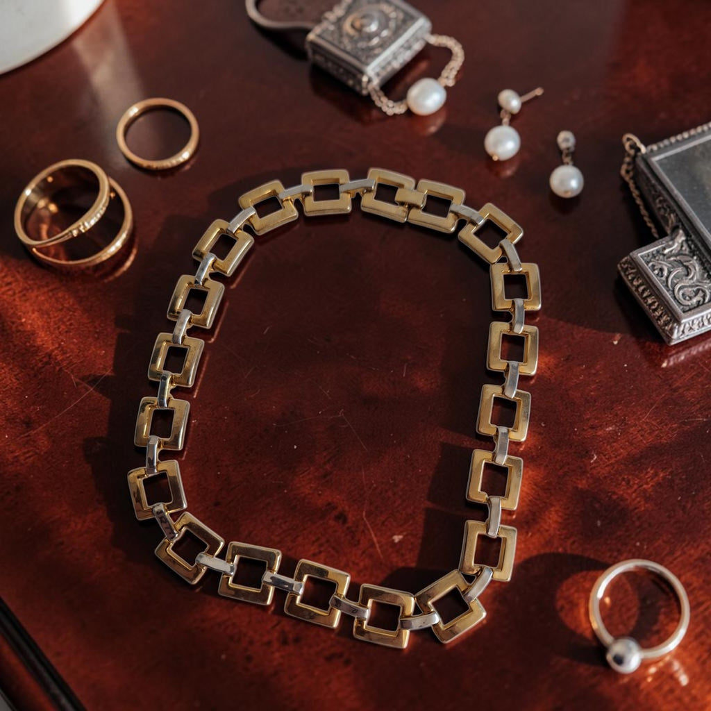 Gold-coloured necklace with chunky links