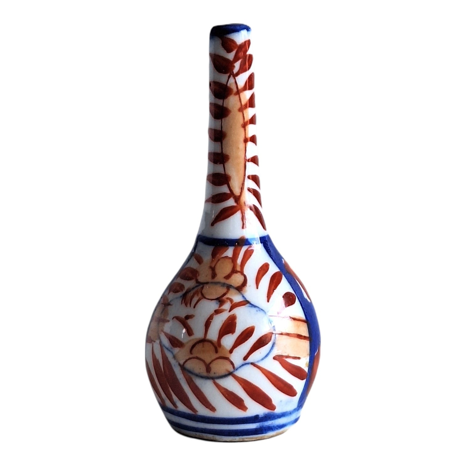Imari Miniatur-Pfeifenvase – Eulenform, japanisches Porzellan, Meiji-Periode