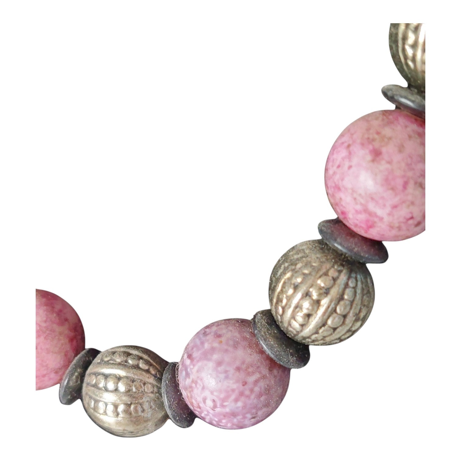 Halskette mit großen Perlen — Farbverlauf Rosa zu Silber, 74 cm