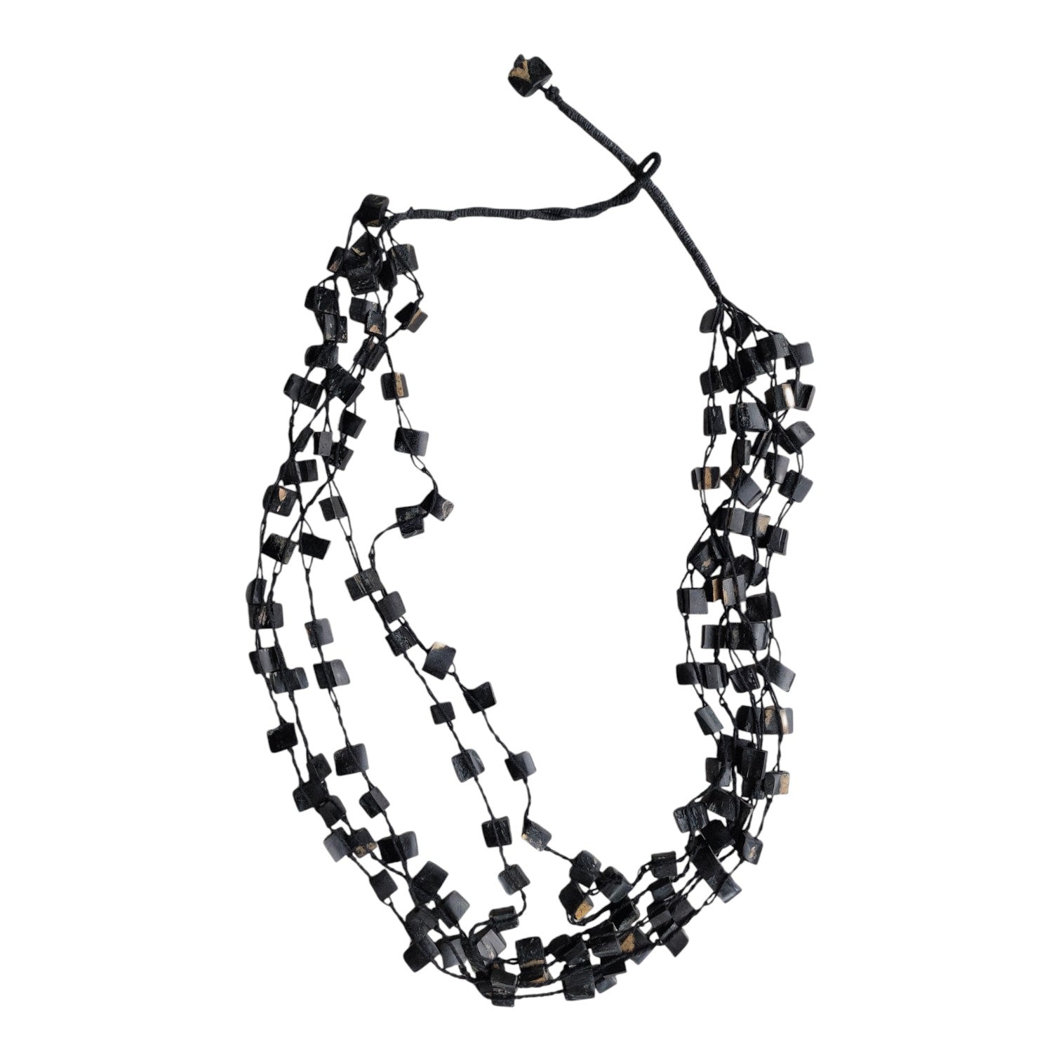 Schwarz Mehrsträngige Perlenkette — Retro-Stil, 96 cm