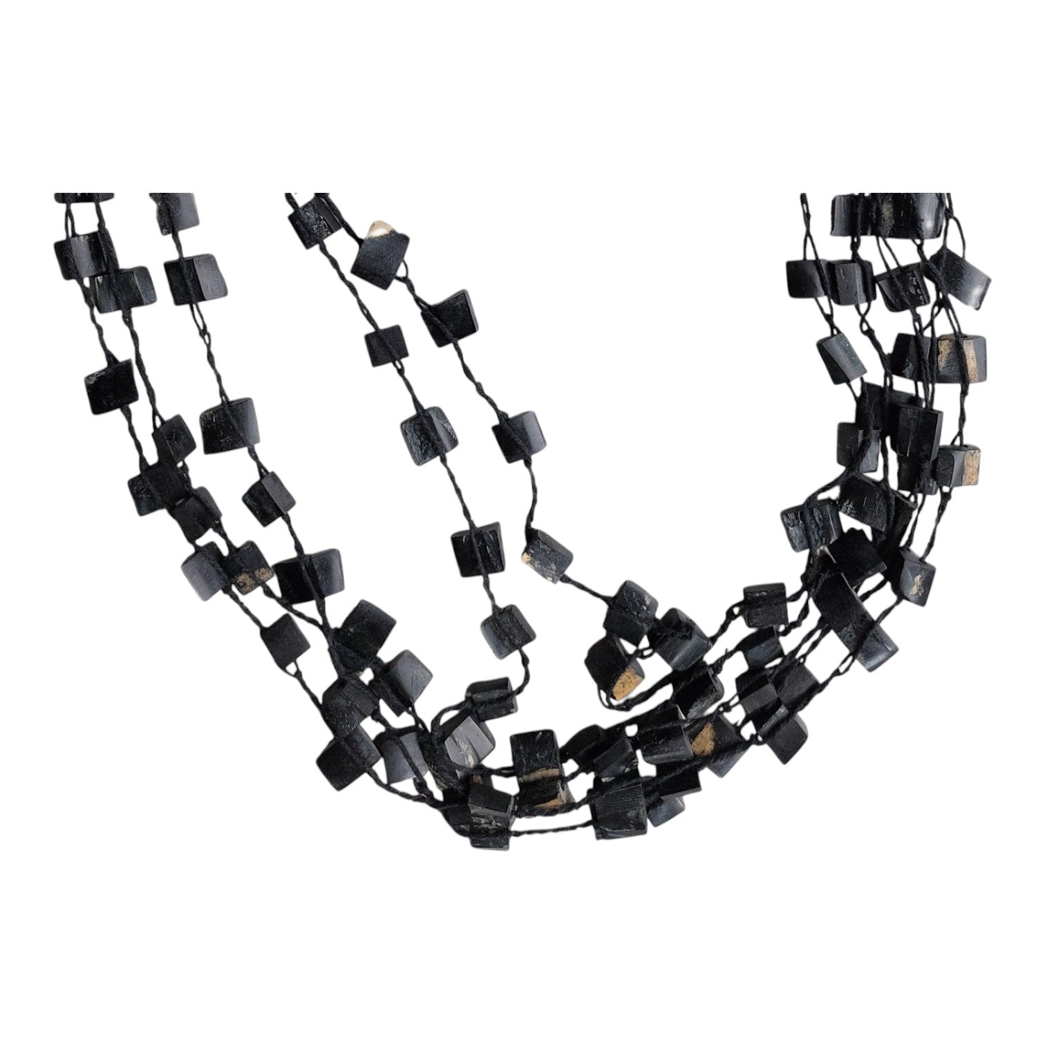 Schwarz Mehrsträngige Perlenkette — Retro-Stil, 96 cm