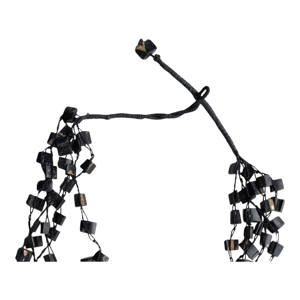 Schwarz Mehrsträngige Perlenkette — Retro-Stil, 96 cm