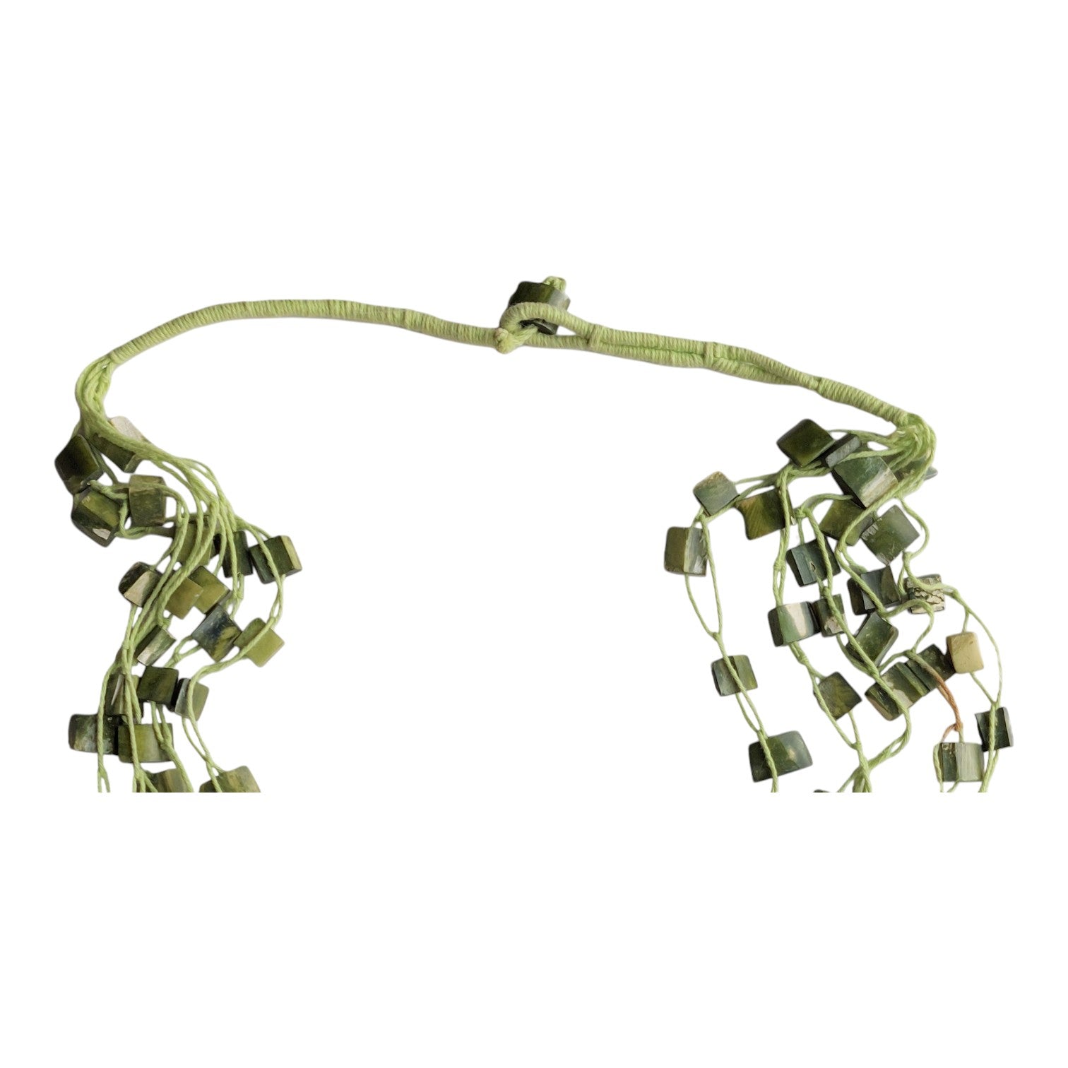 Grüne mehrreihige Perlenkette — Retro-Stil, 96 cm