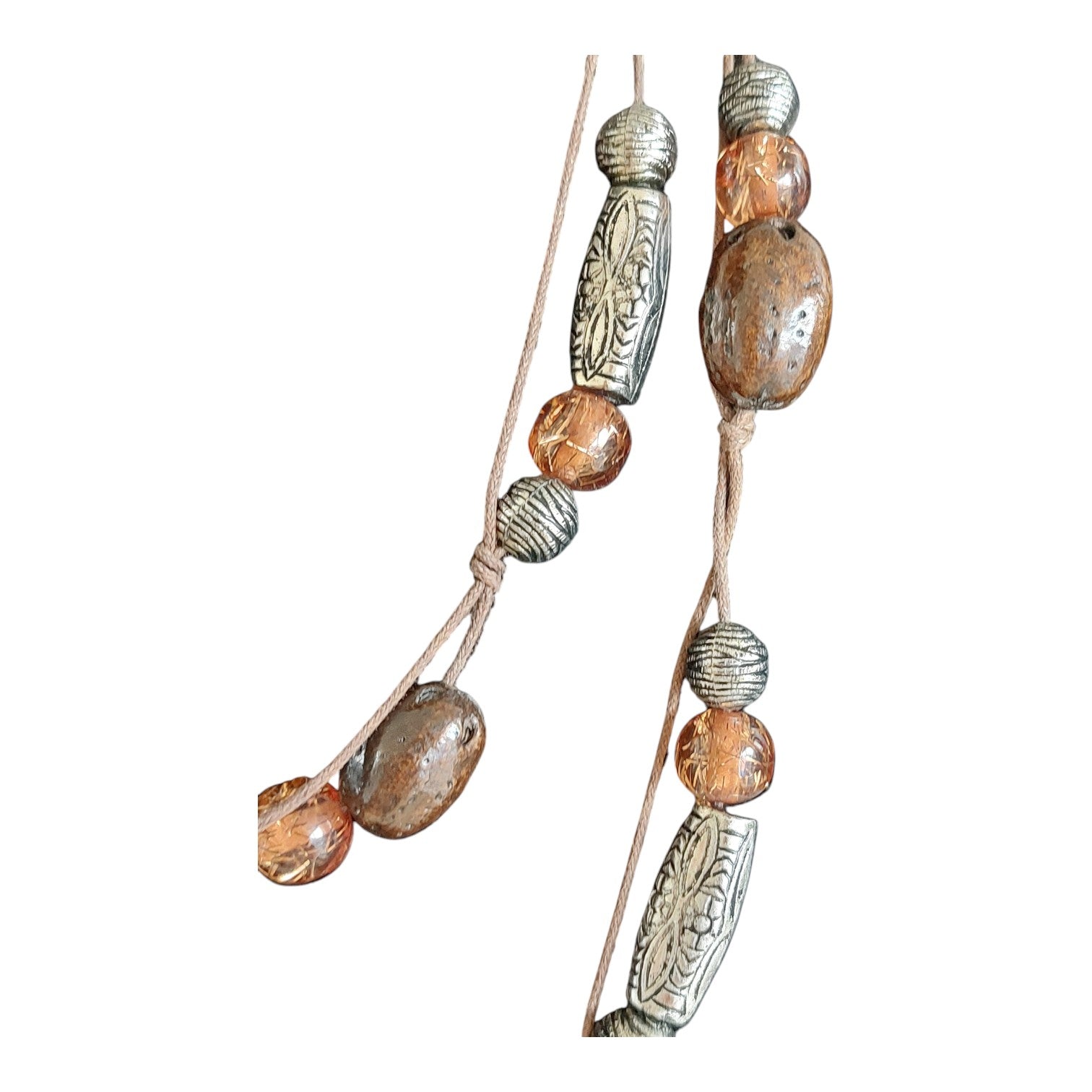 Lange Perlenkette im Charriol-Stil — Holz & Silber