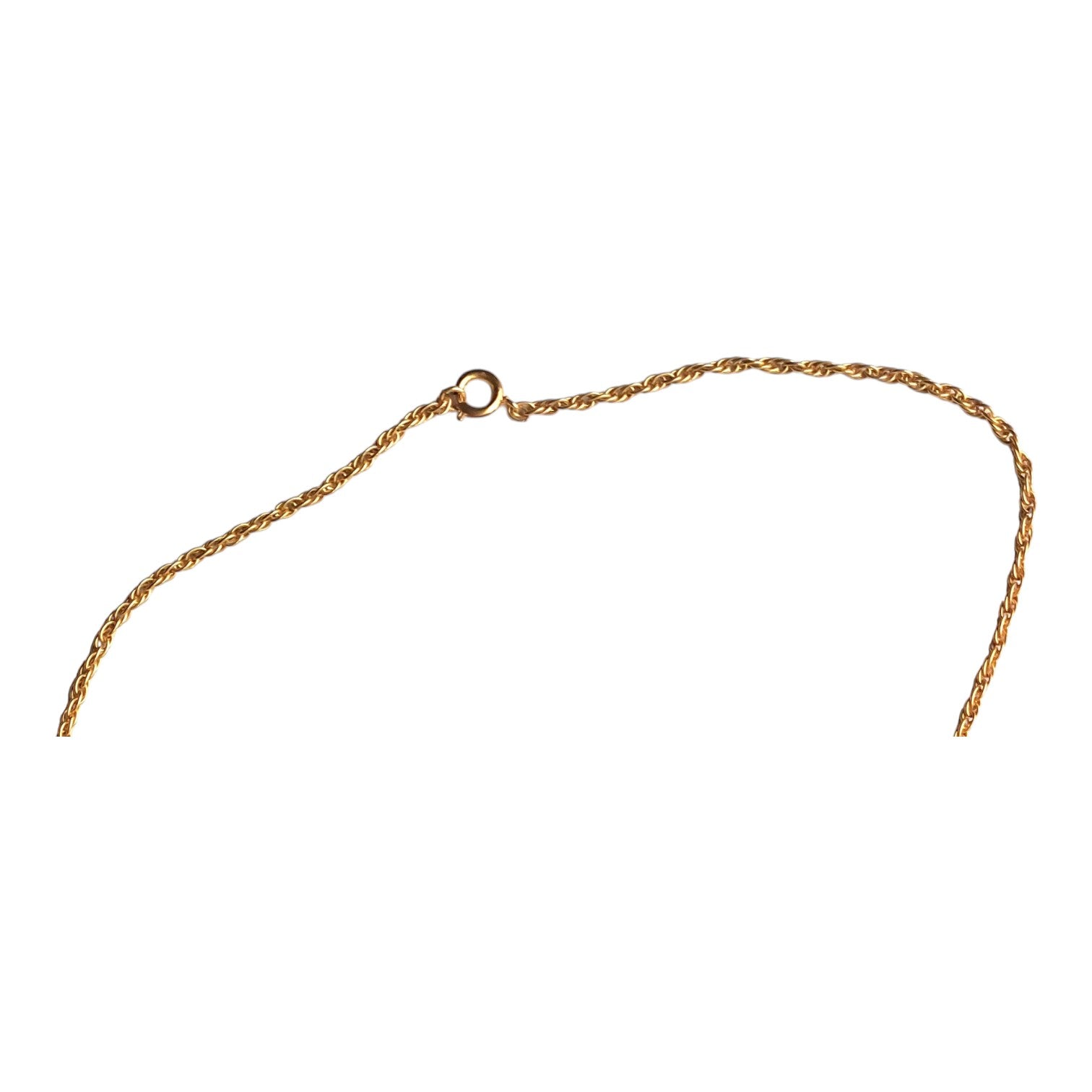 gold-coloured necklace with an abstract pendant