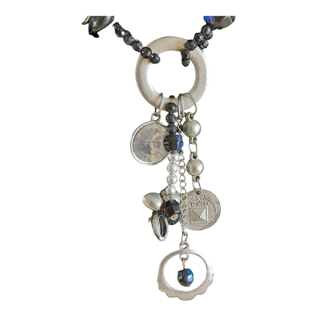 necklace with black and silver beads