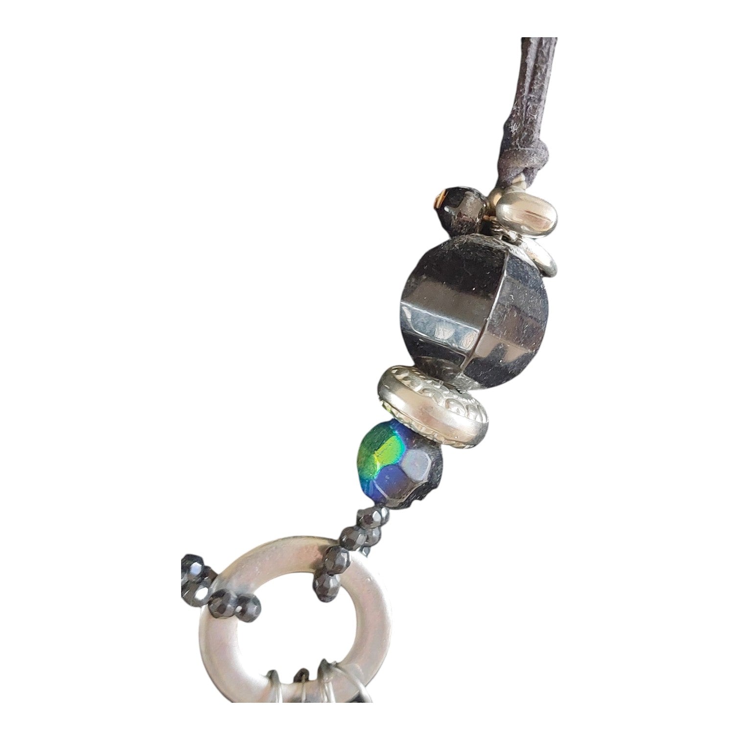 necklace with black and silver beads