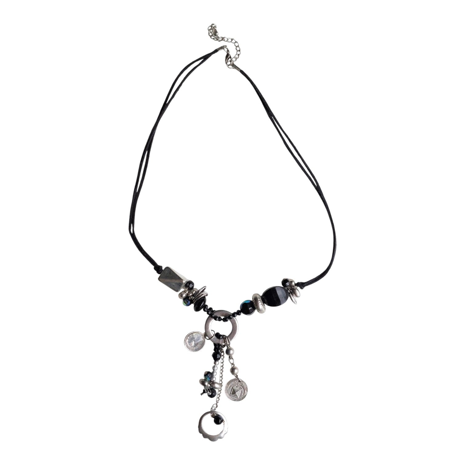 necklace with black and silver beads