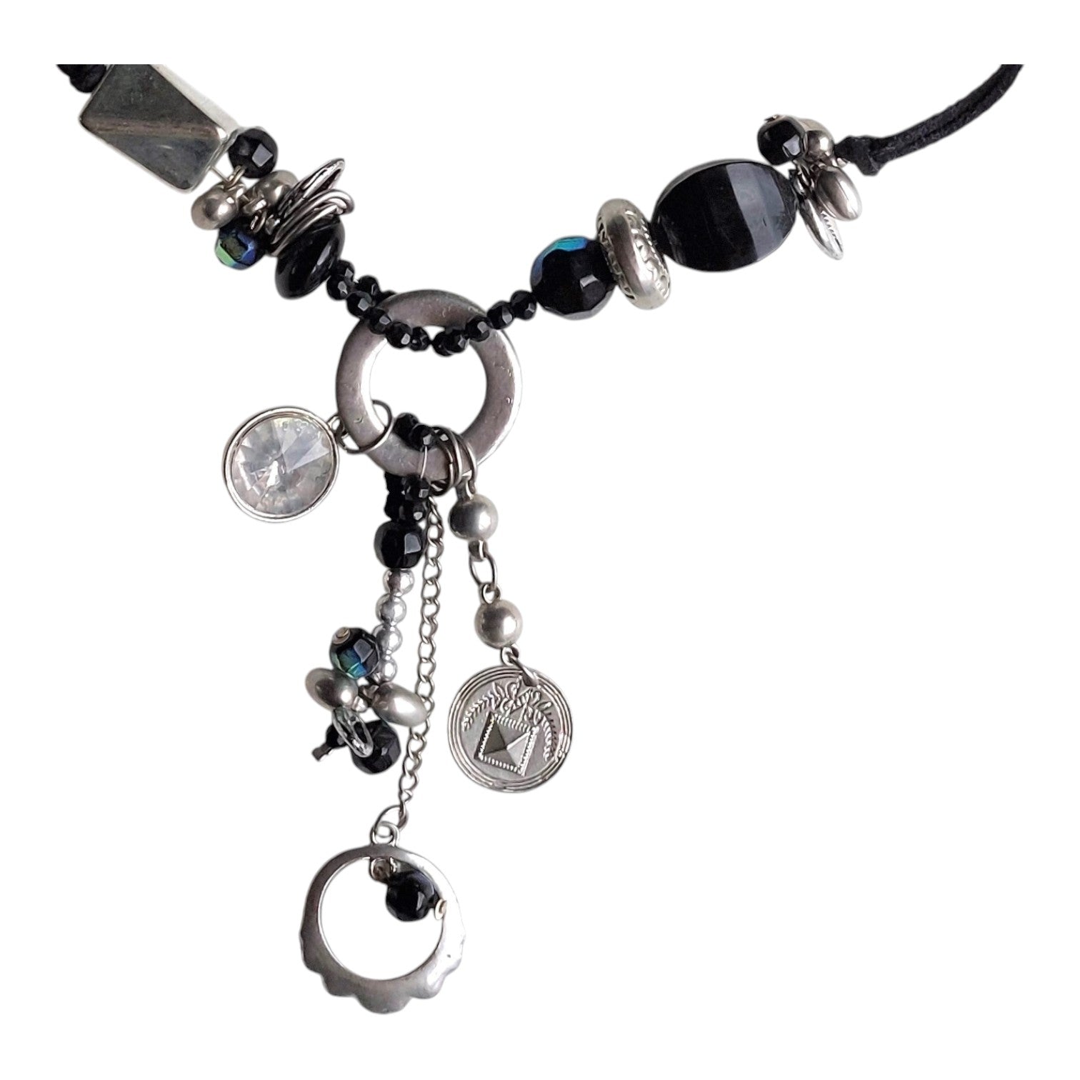 necklace with black and silver beads