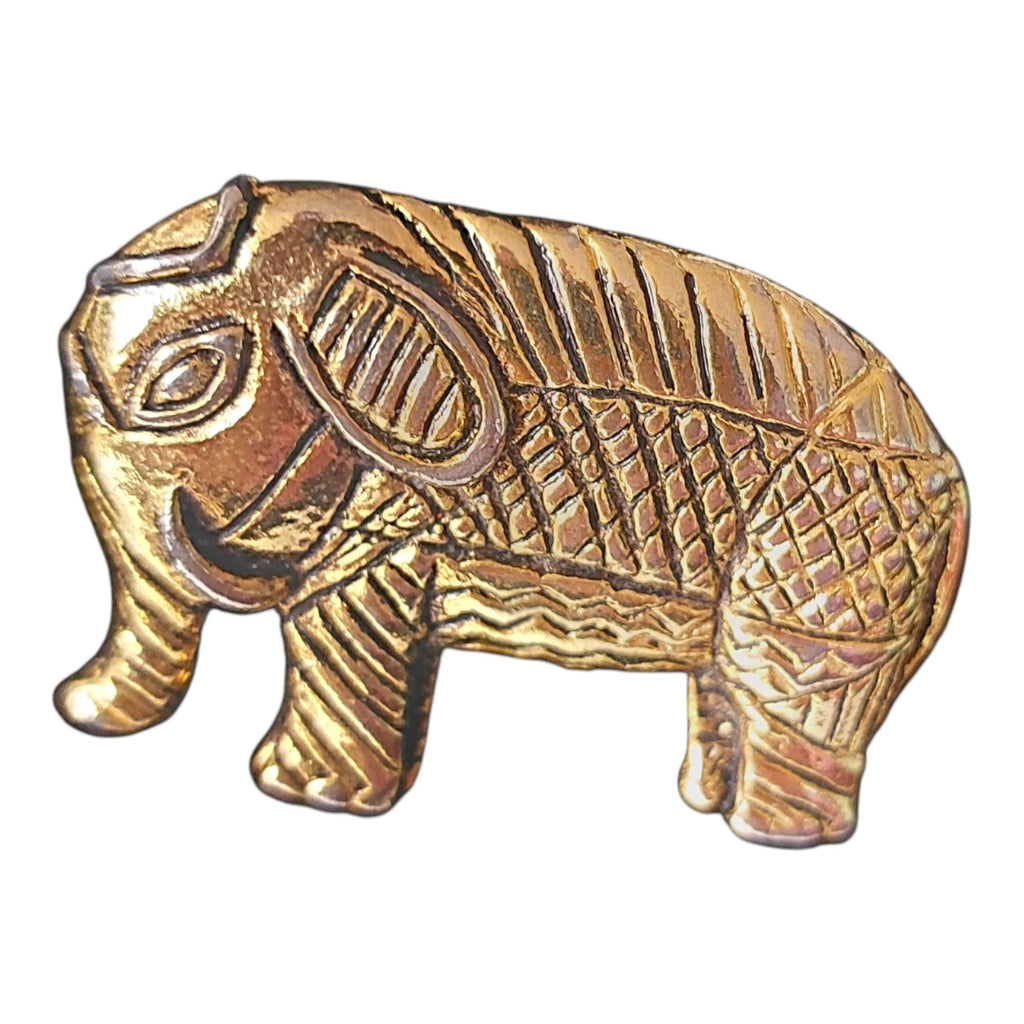 Set aus zwei goldfarbenen Broschen – Elefant & Blume, 80er Jahre