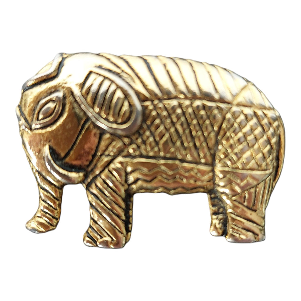 Set aus zwei goldfarbenen Broschen – Elefant & Blume, 80er Jahre