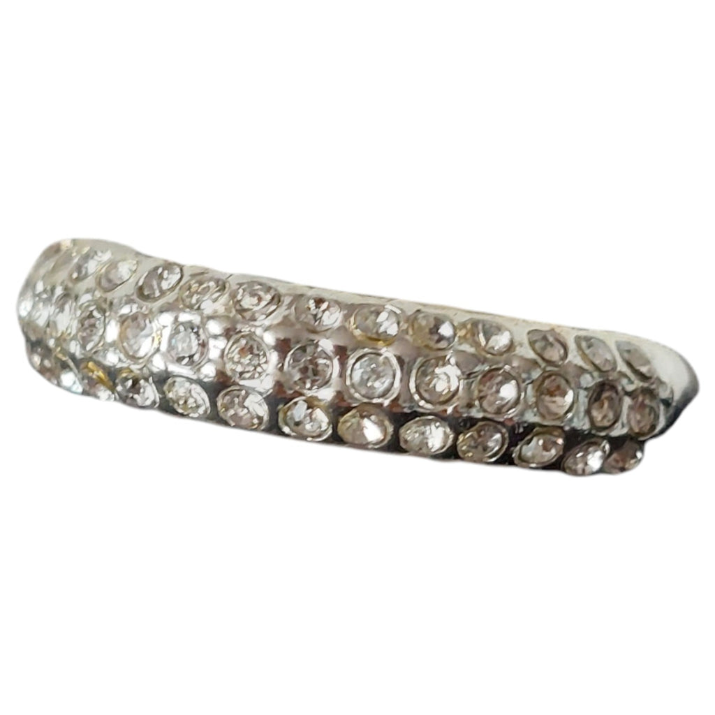 Vintage Damenring in Silberoptik mit 3 Reihen Strass
