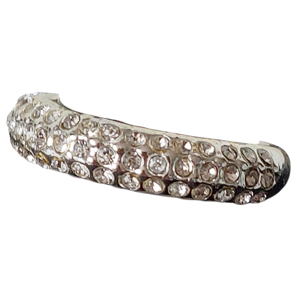 Vintage Damenring in Silberoptik mit 3 Reihen Strass
