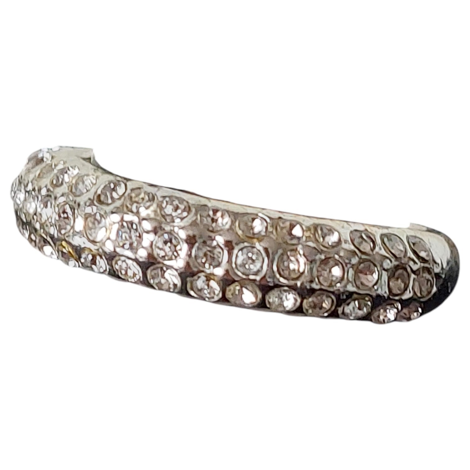 Vintage Damenring in Silberoptik mit 3 Reihen Strass