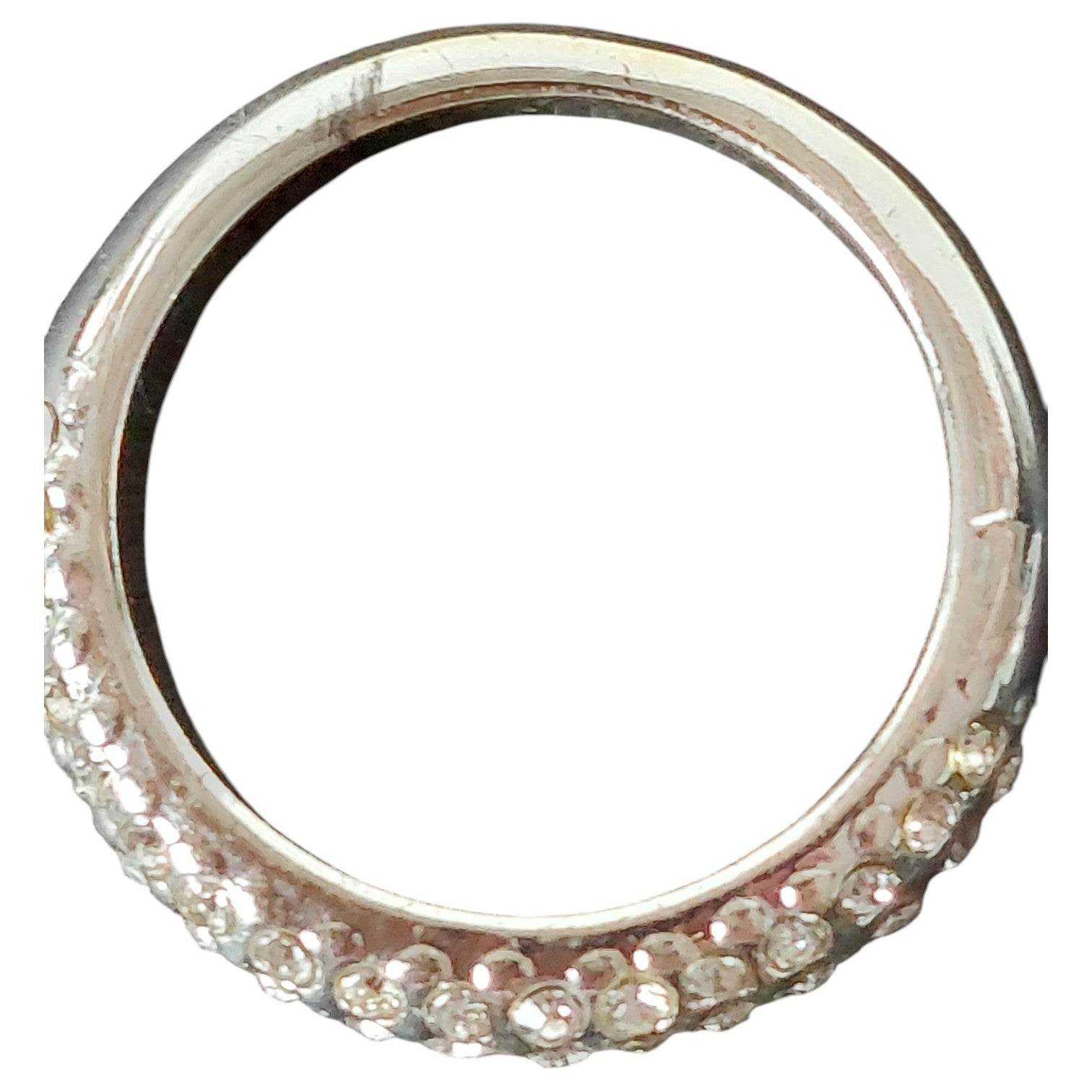 Vintage Damenring in Silberoptik mit 3 Reihen Strass