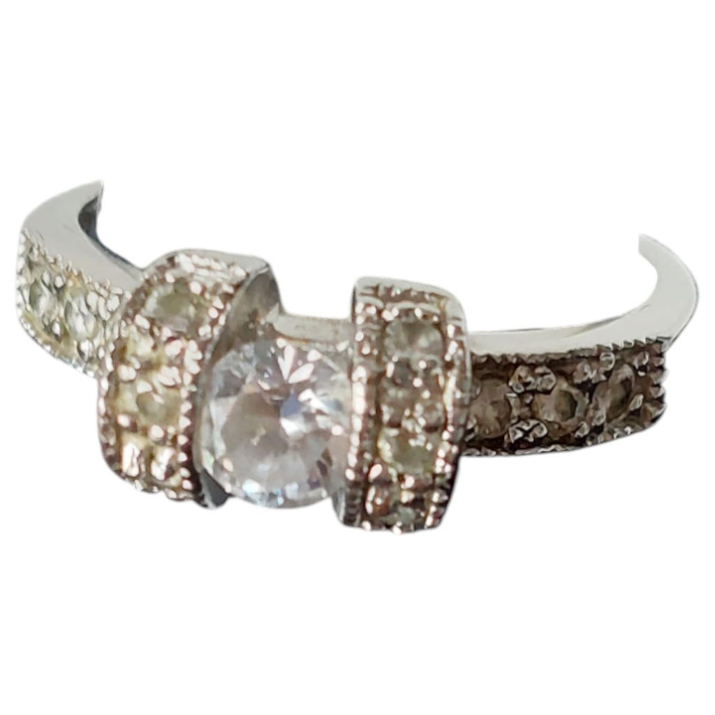 Vintage EDCO versilberter Diamant- und Strass-Damenring