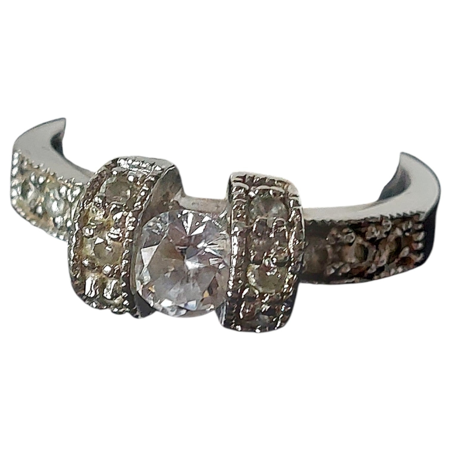 Vintage EDCO versilberter Diamant- und Strass-Damenring