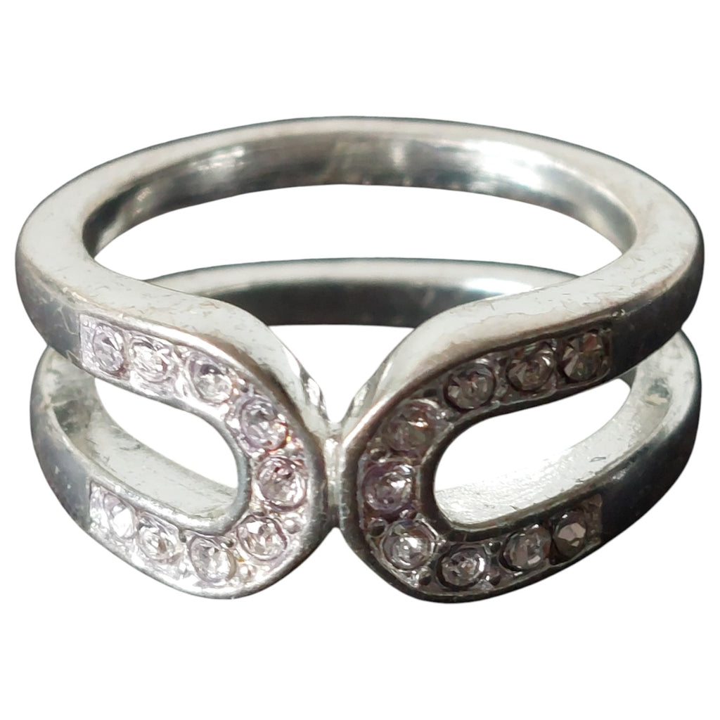 Vintage versilberter doppelseitiger Damenring mit Strass