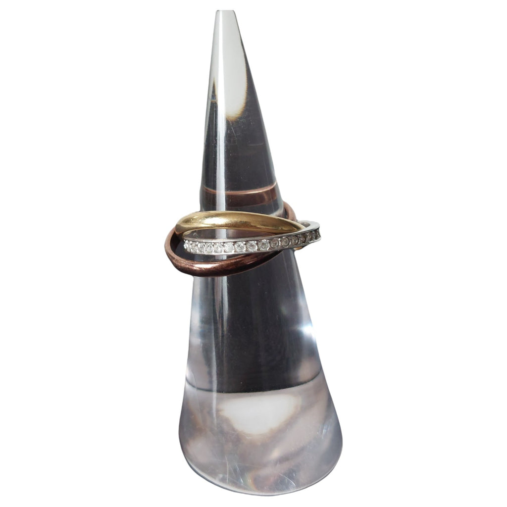 Vintage damesring - driekleurig trinity-stijl met strass