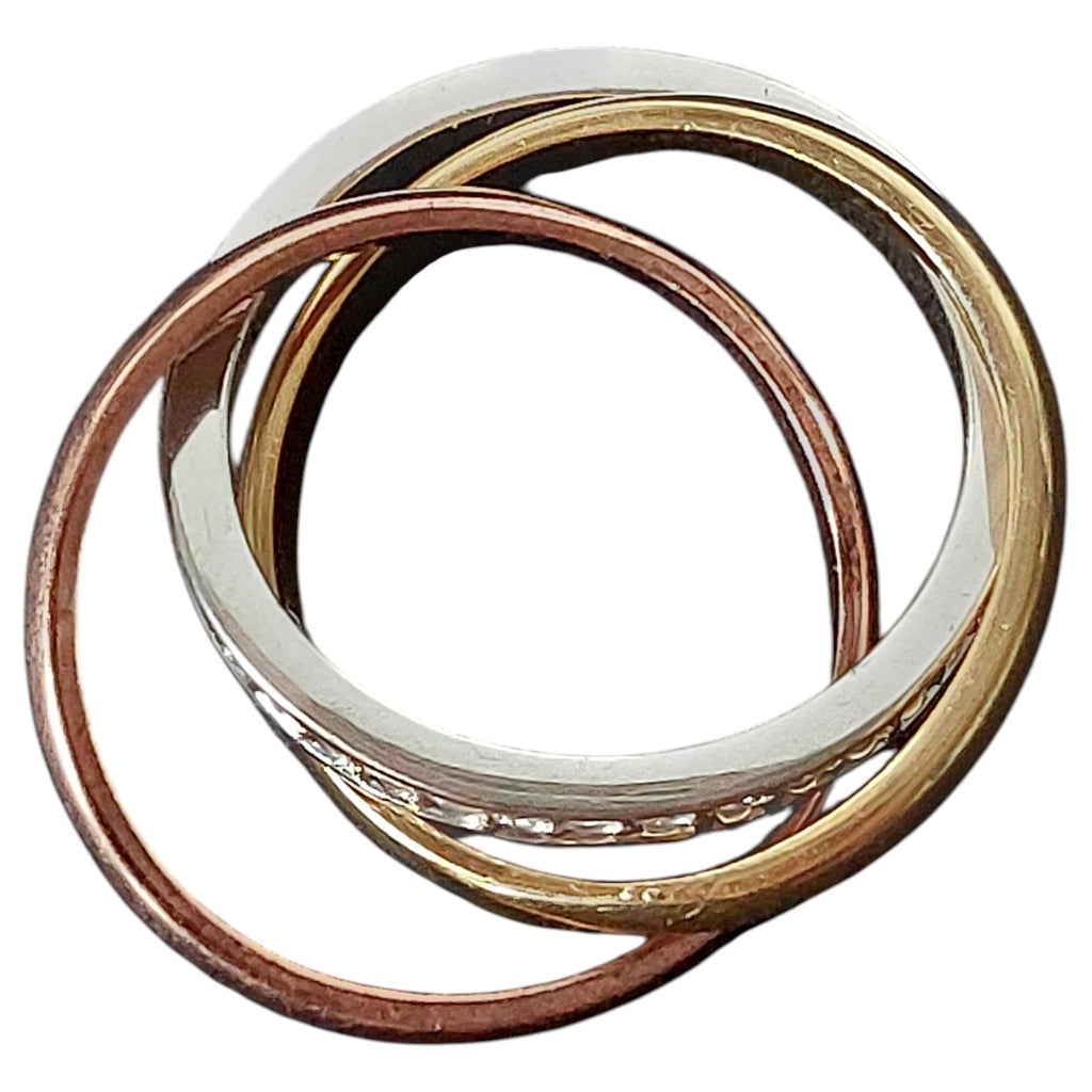 Vintage damesring - driekleurig trinity-stijl met strass
