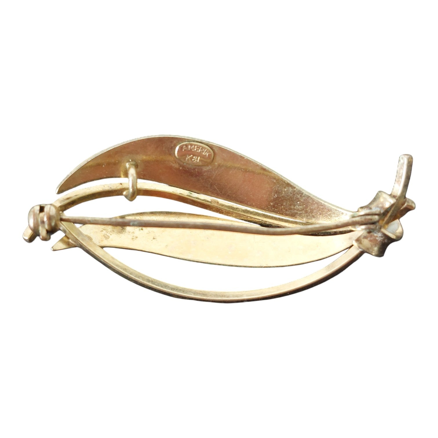 Gilt Brooch Andreas Daub — Signed Amerikaner A*D, 1950s/1960s