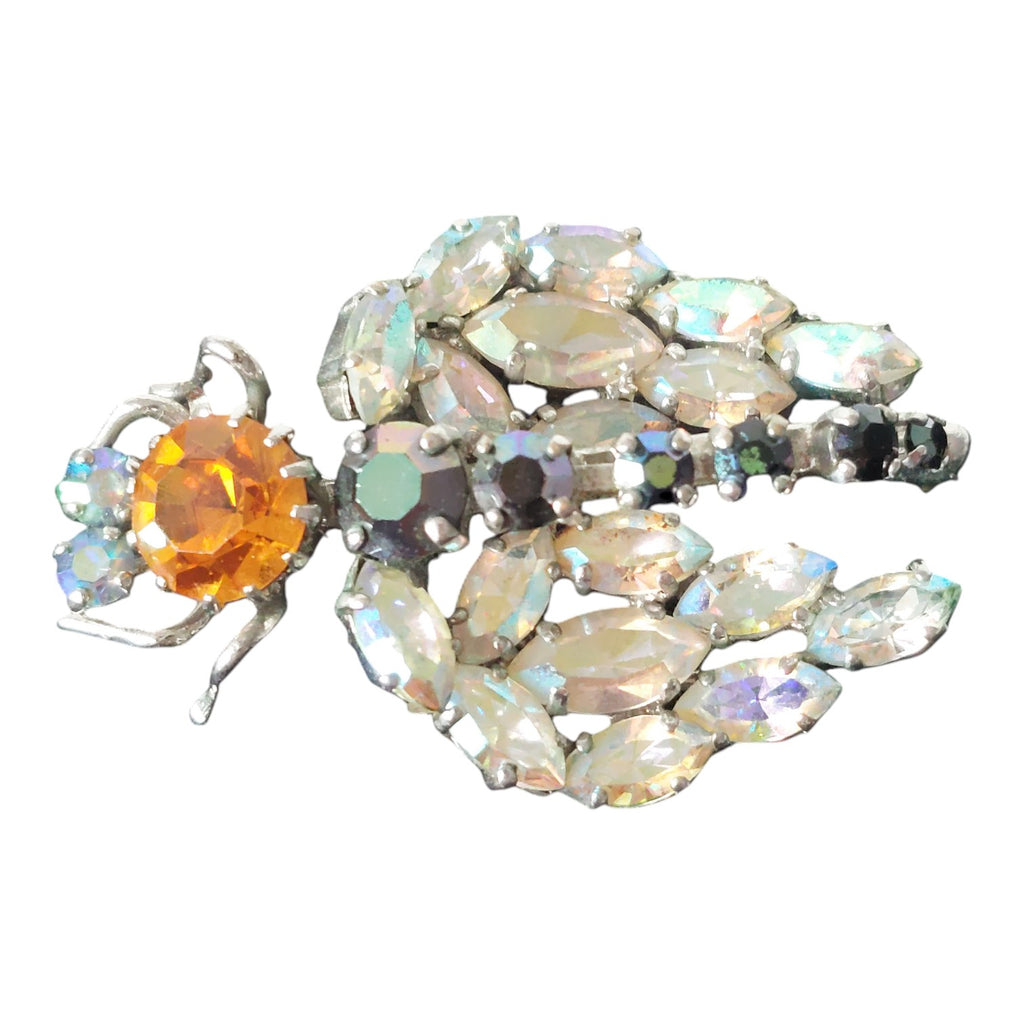 Insektenbrosche mit Strass – Funkelnder Modeschmuck aus den 80ern
