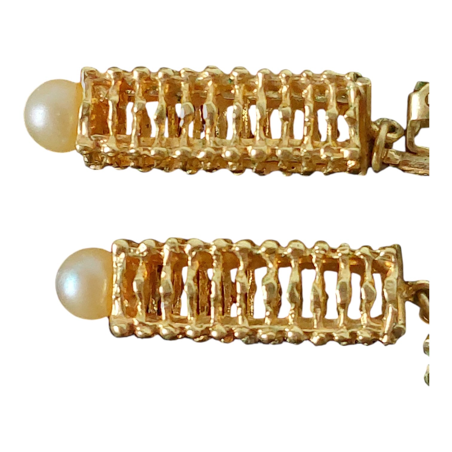 Gilt Leaf Clip-On Earrings with Pearl — Kordes & Lichtenfels, 1950s/60s