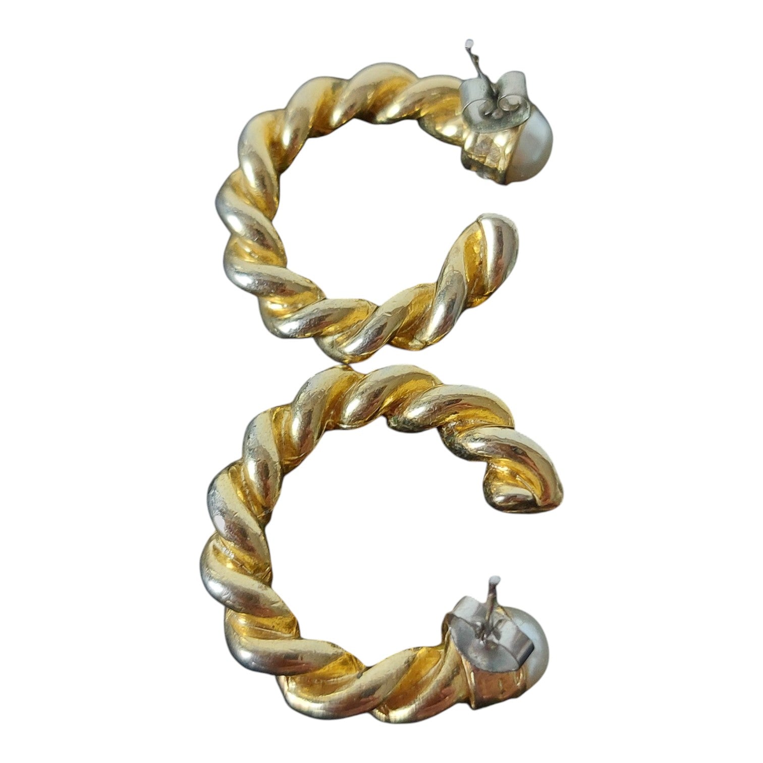Goldfarbene Ohrstecker mit Perle und Strass
