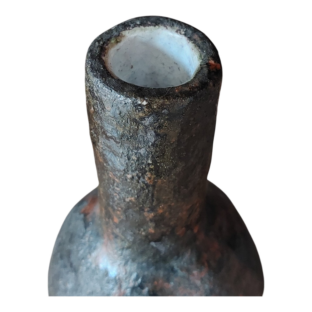 Studiokeramik Vase | Signiert G.J. | Braunes Email mit weißer Innenseite | 22 cm