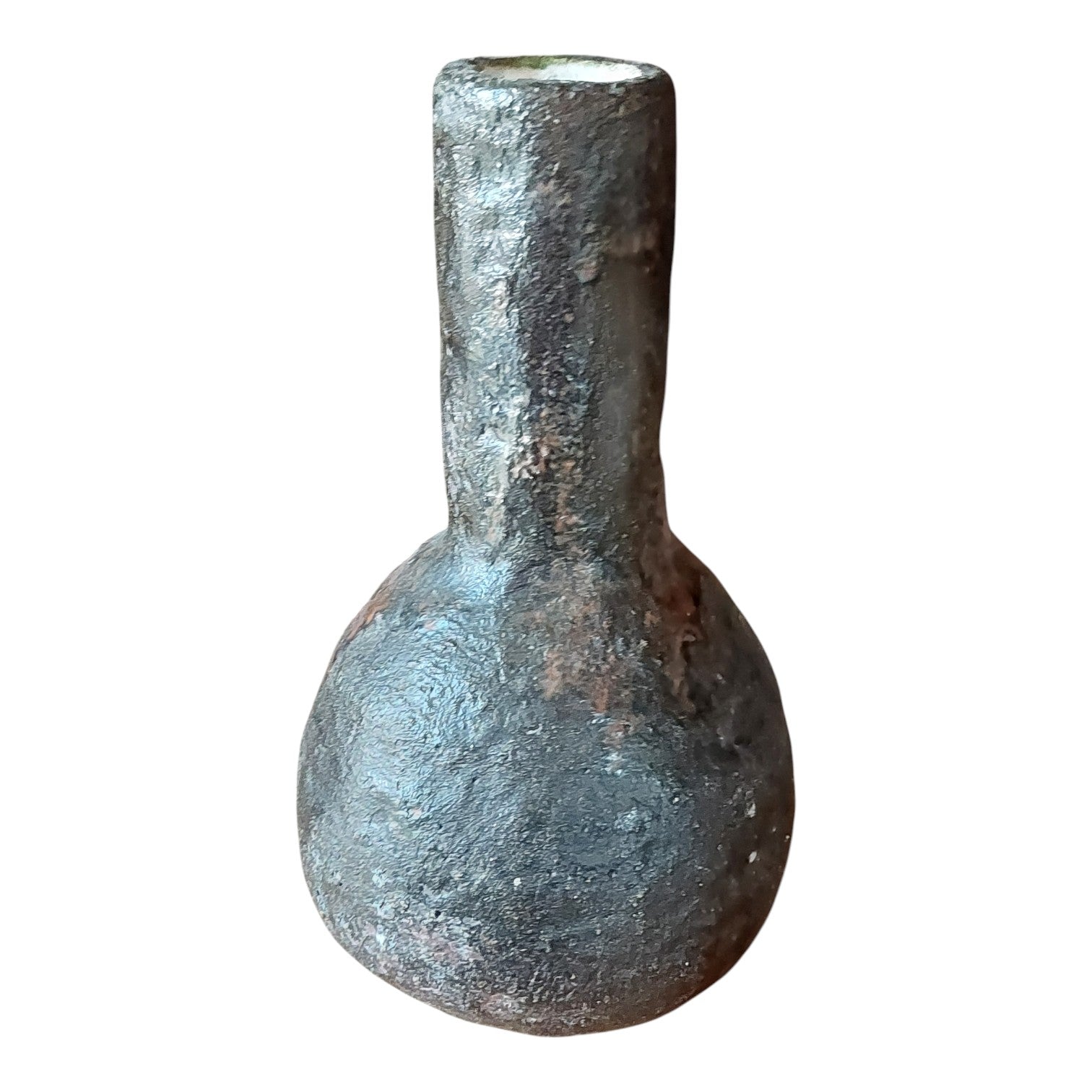 Studiokeramik Vase | Signiert G.J. | Braunes Email mit weißer Innenseite | 22 cm