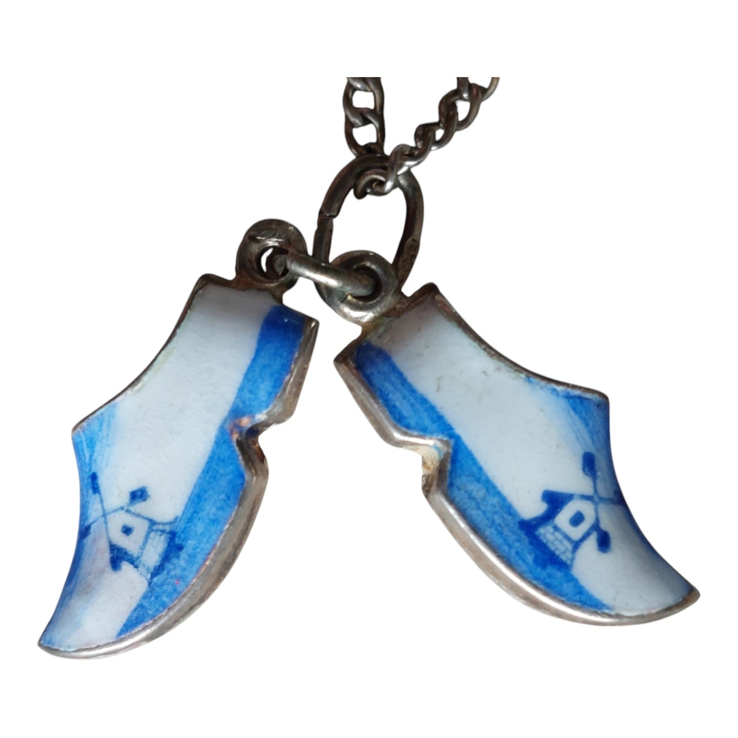 Delft Blue clogs with silver chain