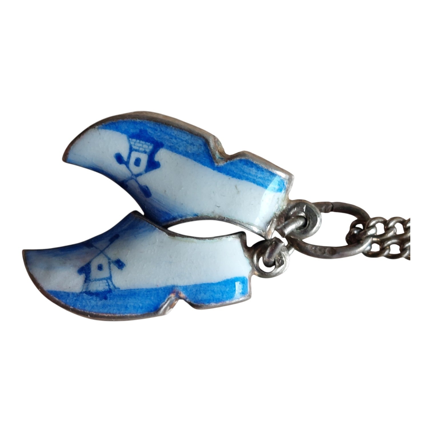 Delft Blue clogs with silver chain