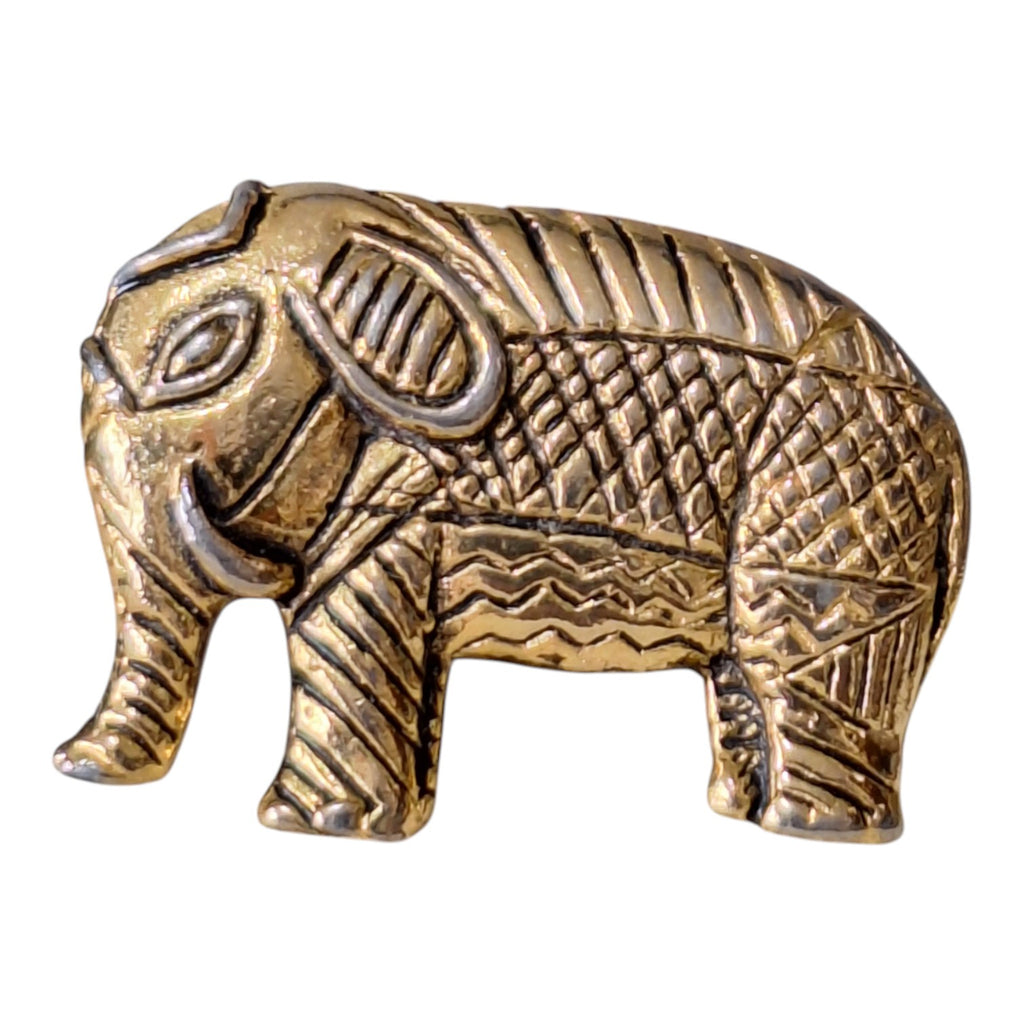 Set aus zwei goldfarbenen Broschen – Elefant & Blume, 80er Jahre