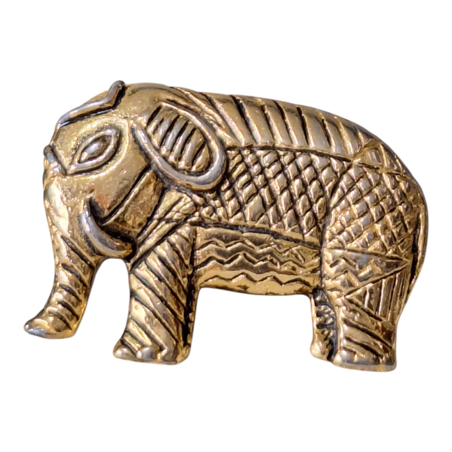 Set aus zwei goldfarbenen Broschen – Elefant & Blume, 80er Jahre